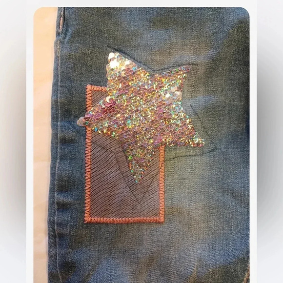 Desigual Emboidered Stars Sequins Skinny Jeans Size 9/10 - Picture 10 of 11